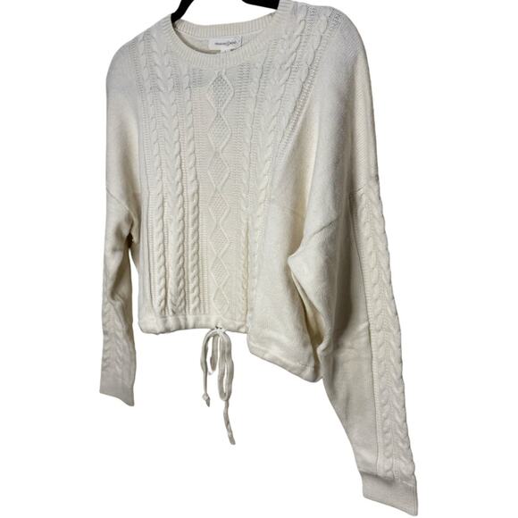 Treasure & Bond Tie Hem Cable Stitch Sweater - Ivory Dove Size L - Picture 3 of 5